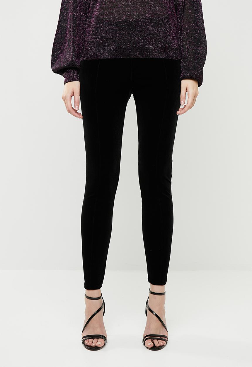 ONLY - Luxe velvet slim pants - black