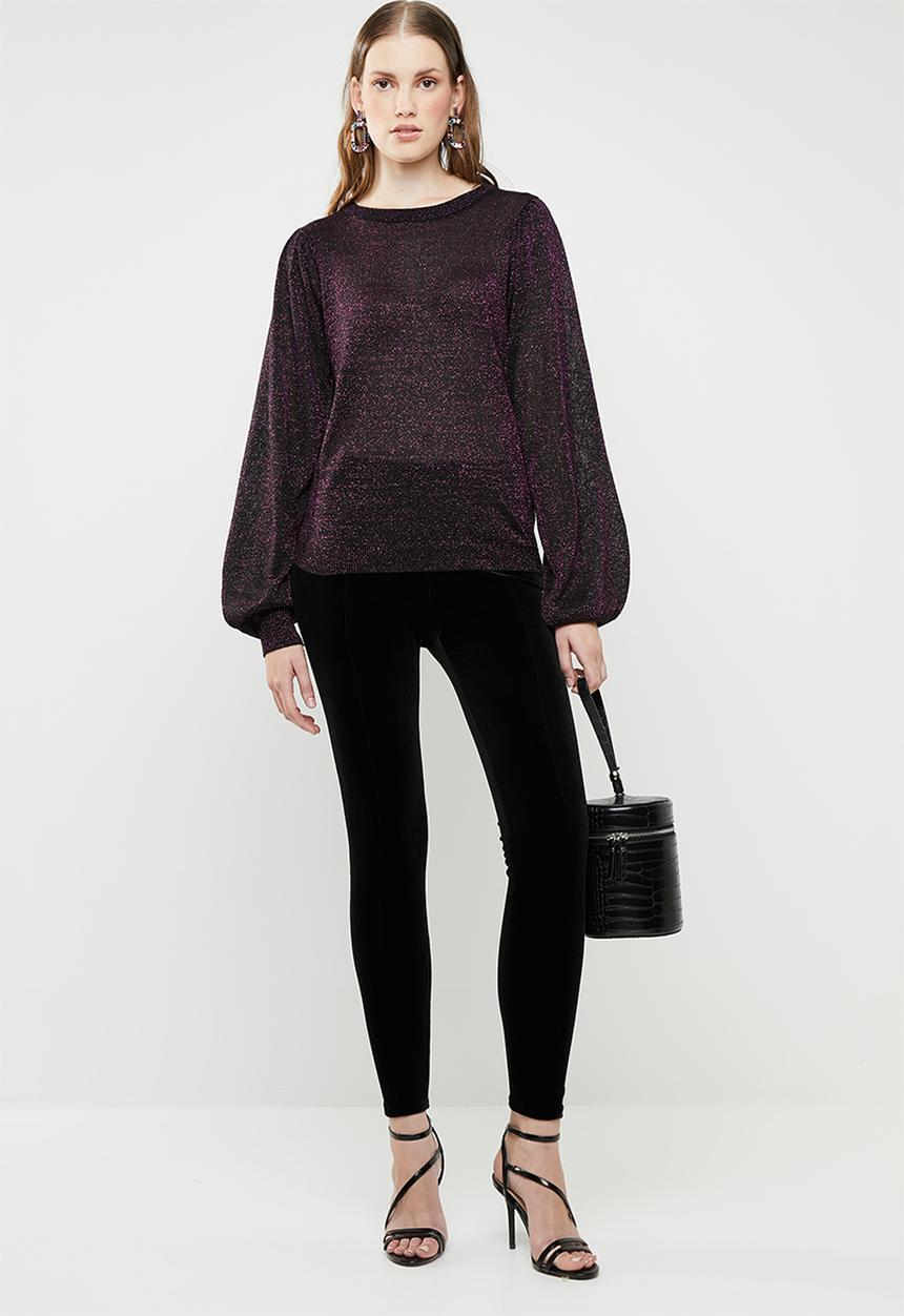ONLY - Luxe velvet slim pants - black