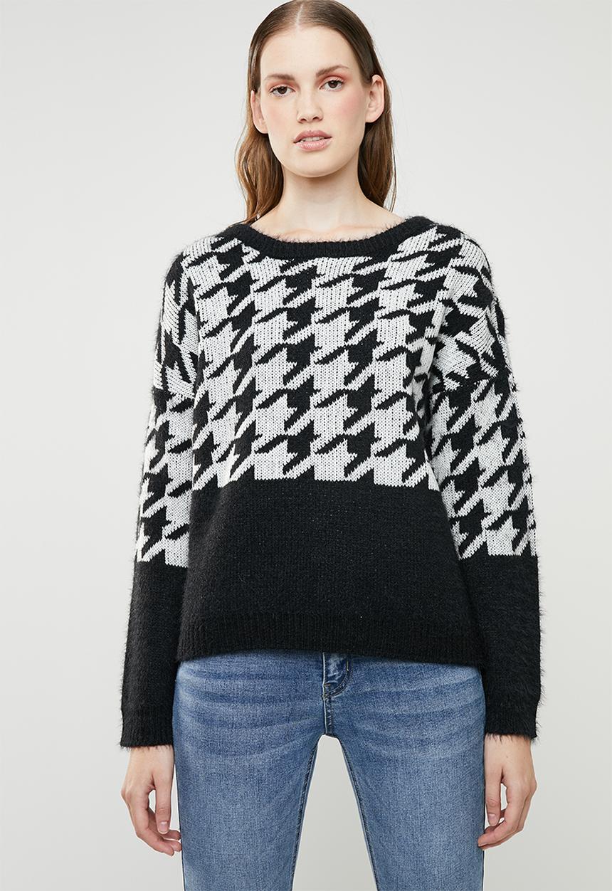 ONLY - Telma houndstooth knit - black & white