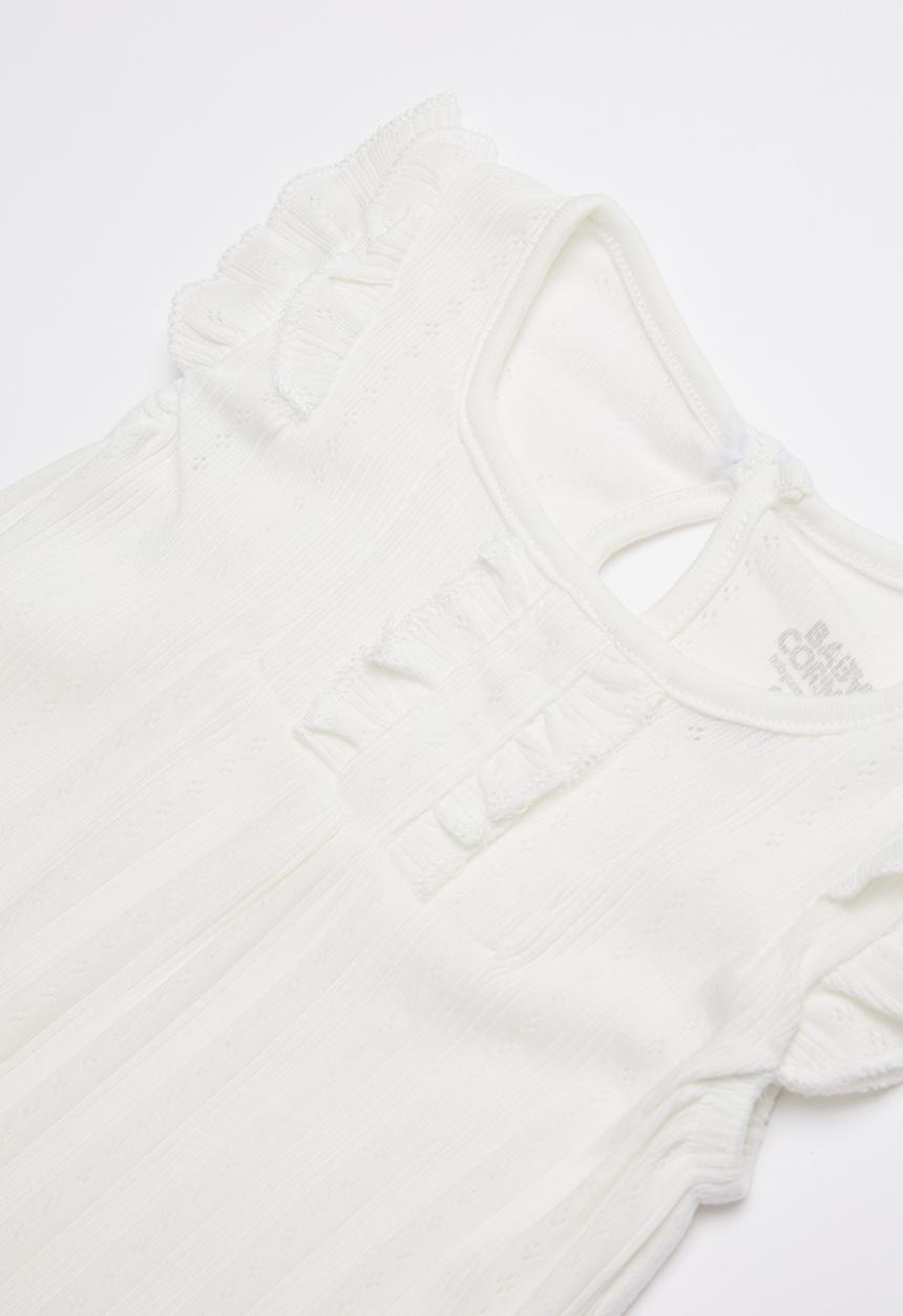 Baby Corner - Frilly Short Romper - Off White