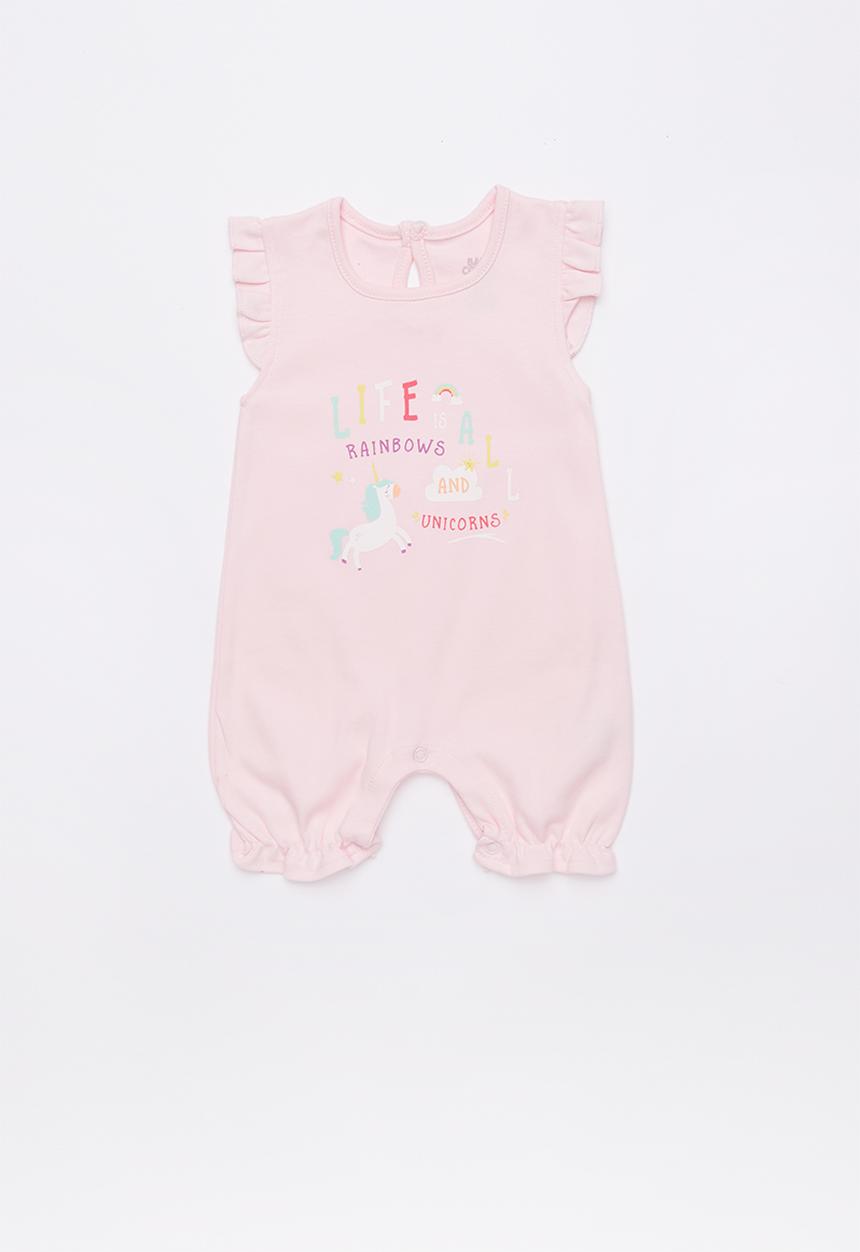 Baby Corner - Unicorn frilly short romper - pink