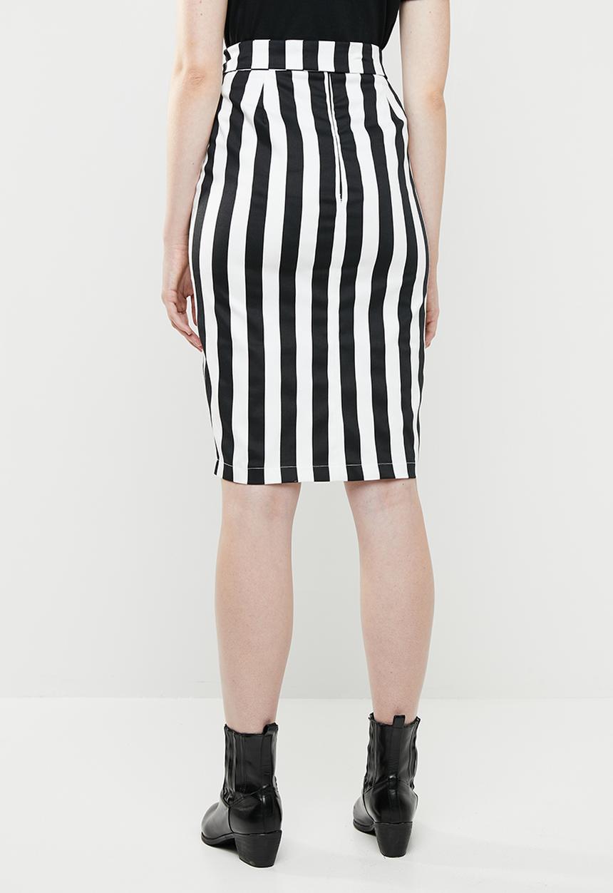 STYLE REPUBLIC - Structured front button skirt - black & white