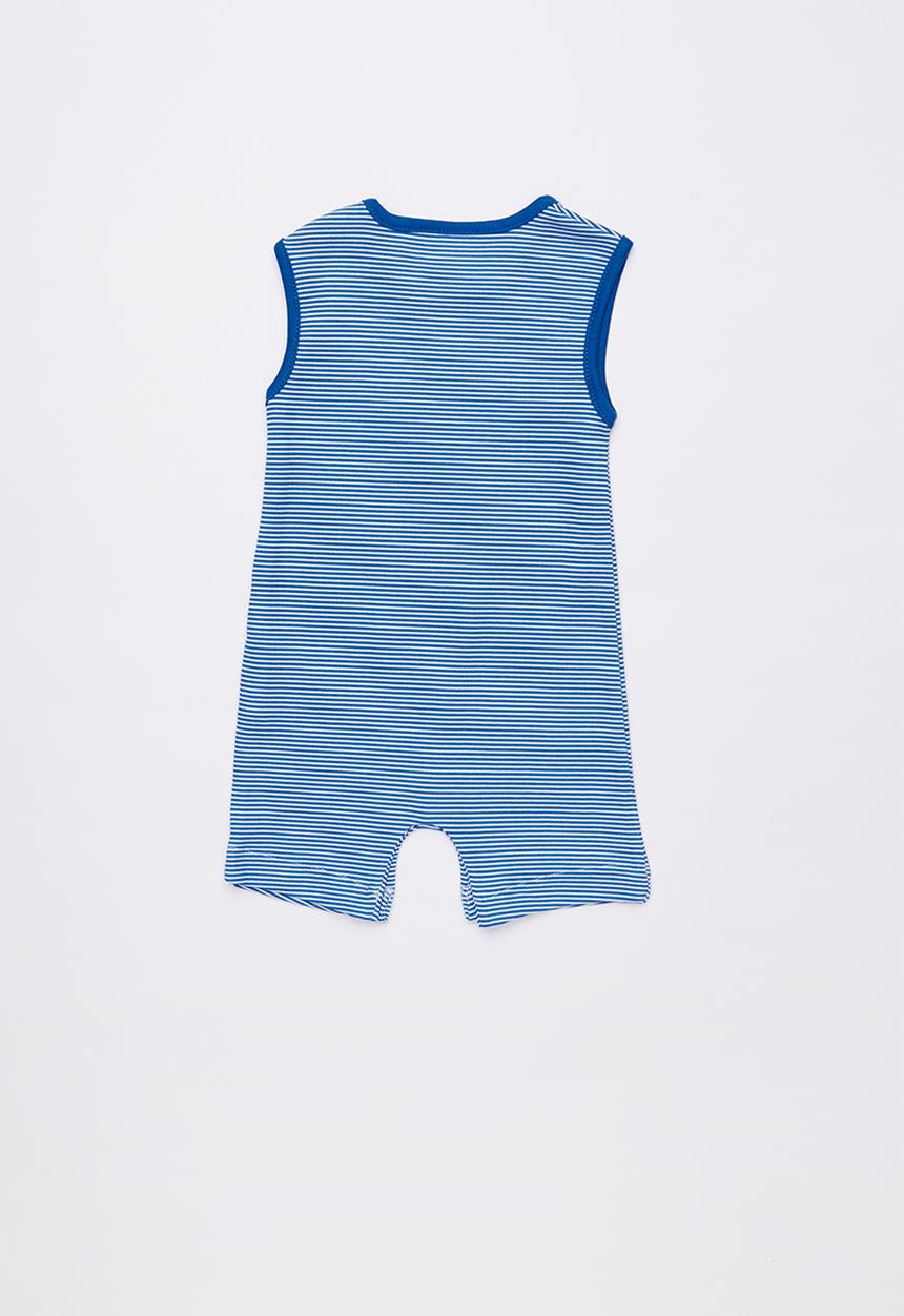 Baby Corner - Dino striped sleepsuit - navy & white