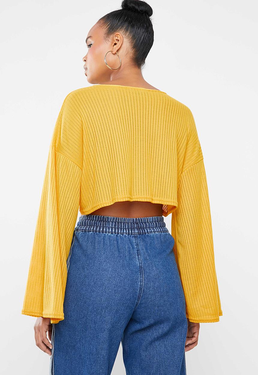 Missguided - Cut and sew crop sweat golden rod - yellow