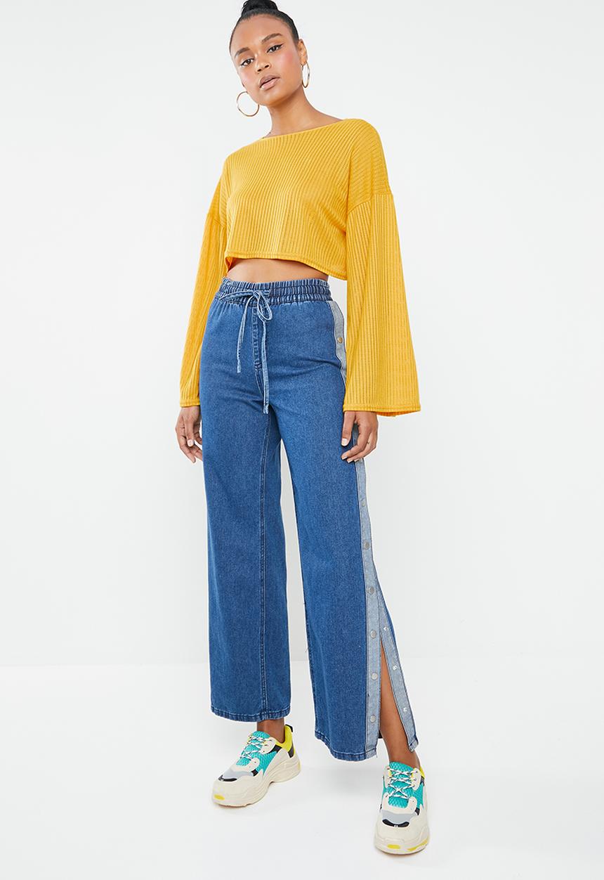 Missguided - Cut and sew crop sweat golden rod - yellow