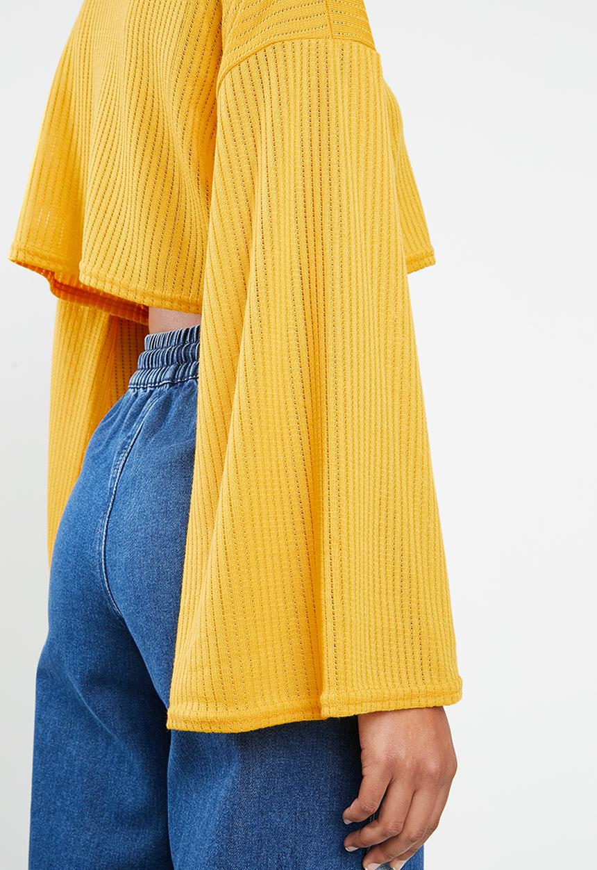 Missguided - Cut and sew crop sweat golden rod - yellow