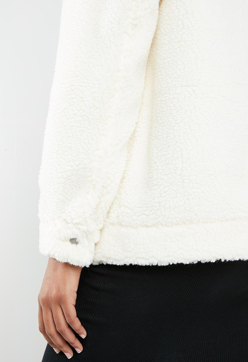 Missguided - Spliced zip through borg jacket - cream & black