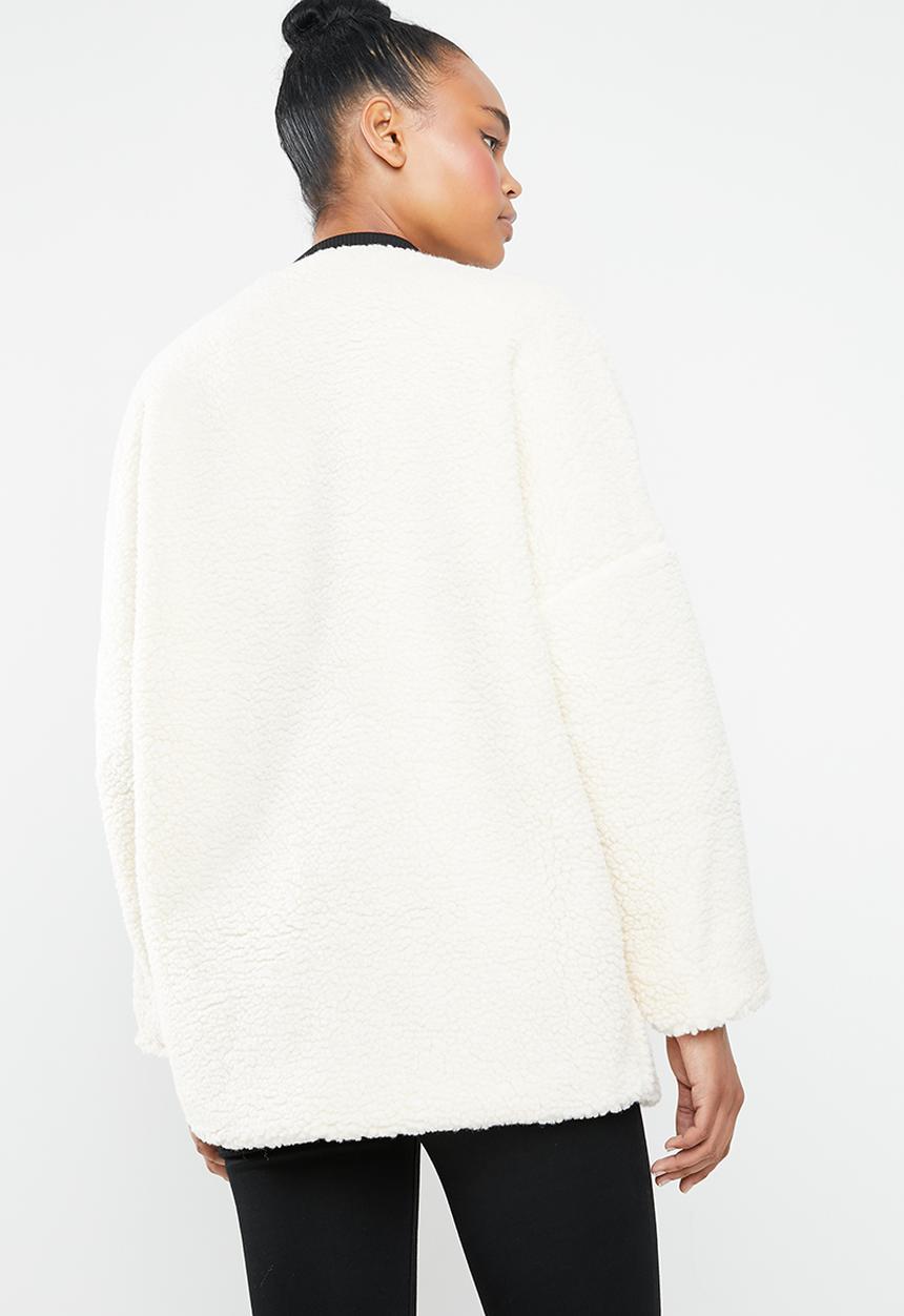 Missguided - Borg throw on jacket - cream
