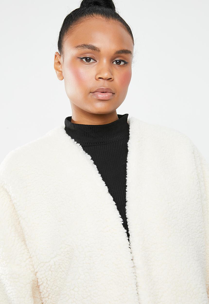 Missguided - Borg throw on jacket - cream