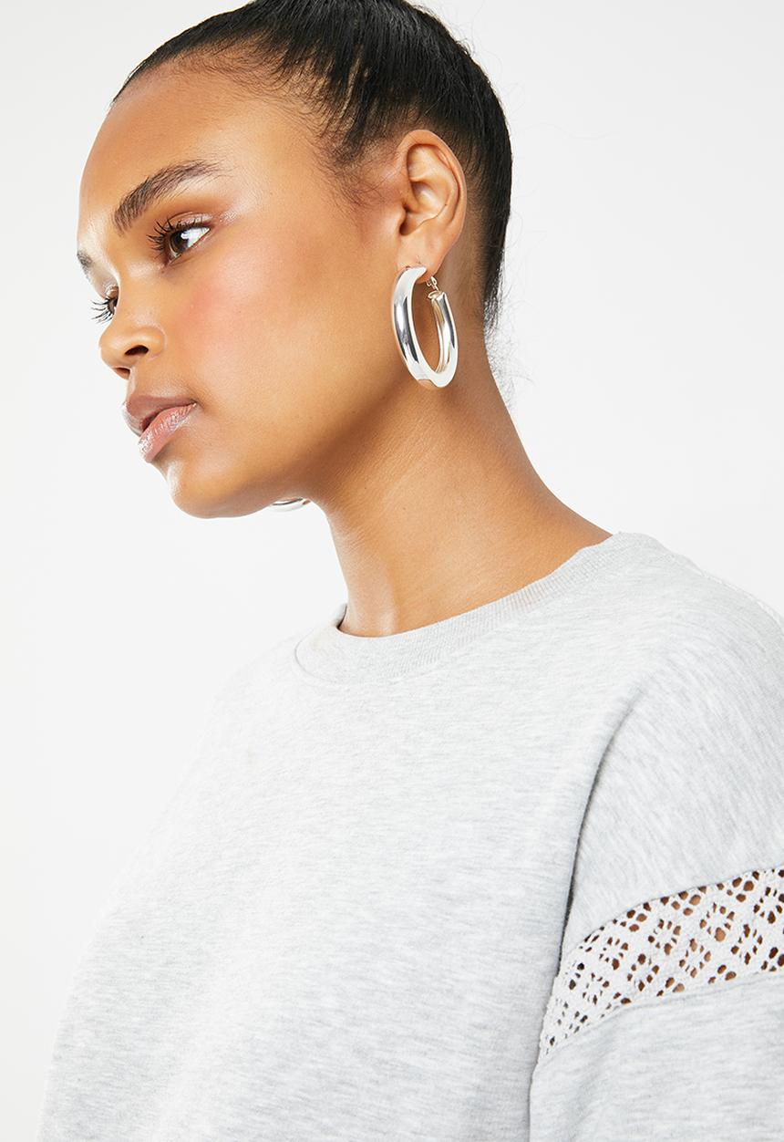 ONLY - Lisa embroidered balloon sleeve sweater - grey