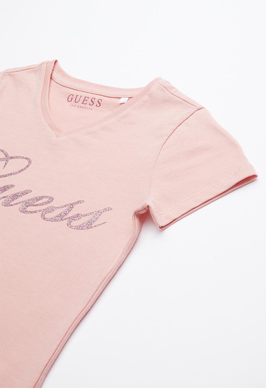 GUESS - Short sleeve script bling tee - pink