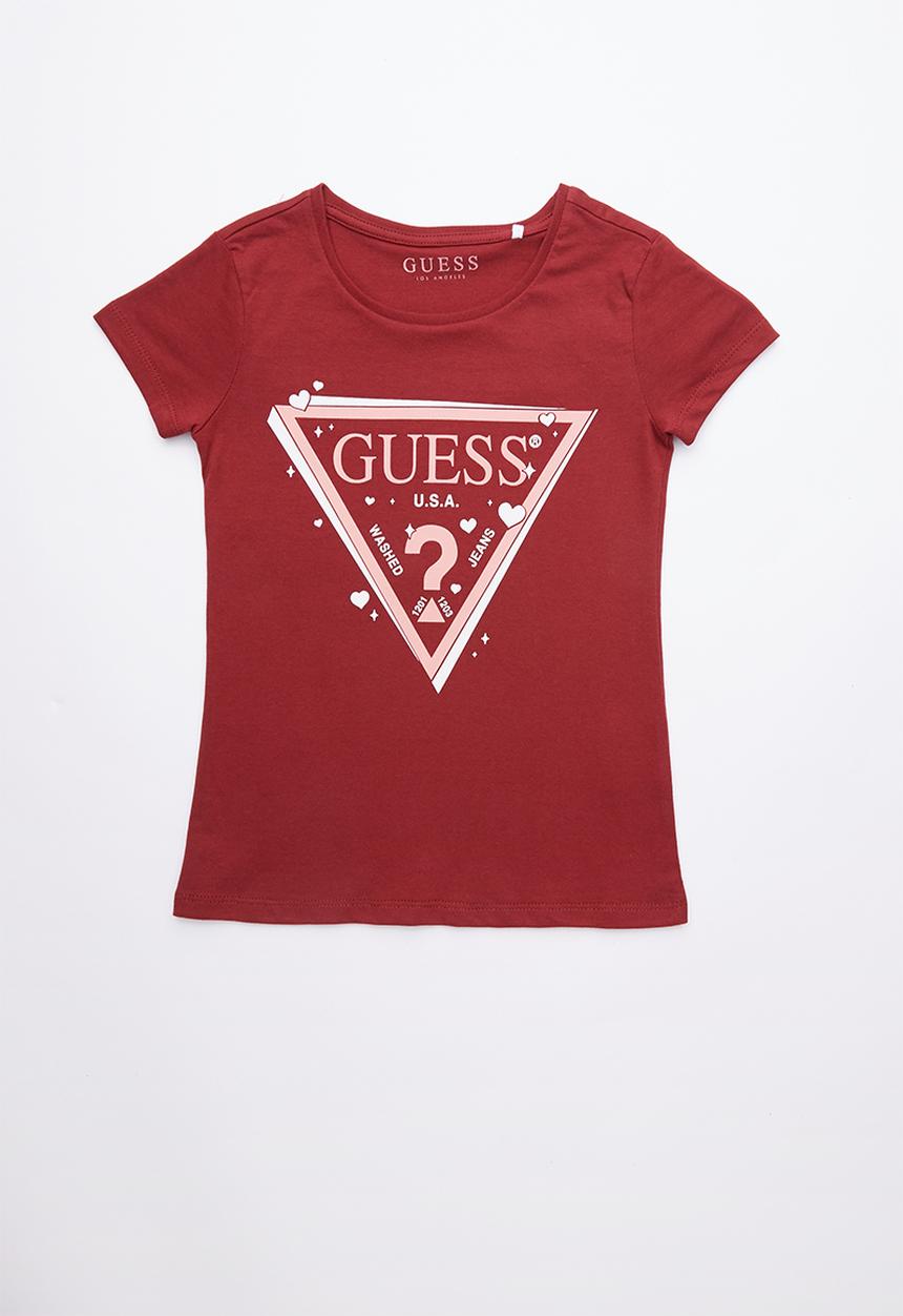GUESS - Short sleeve double hearts tee - red