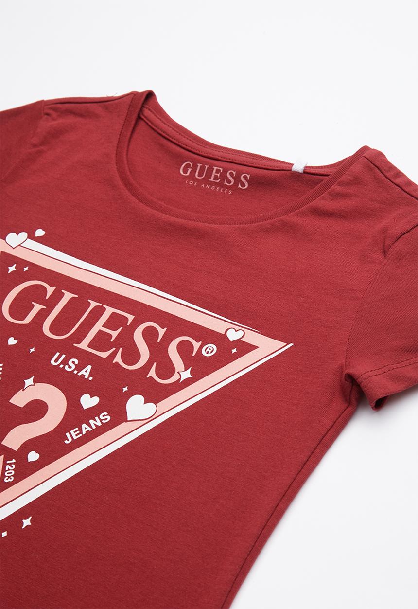 GUESS - Short sleeve double hearts tee - red