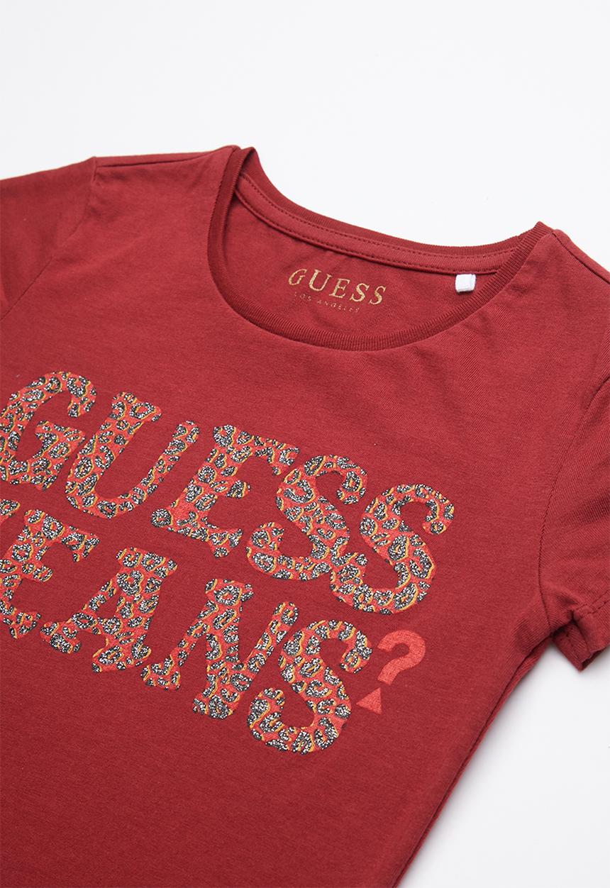 GUESS - Short sleeve leopard Guess tee - red