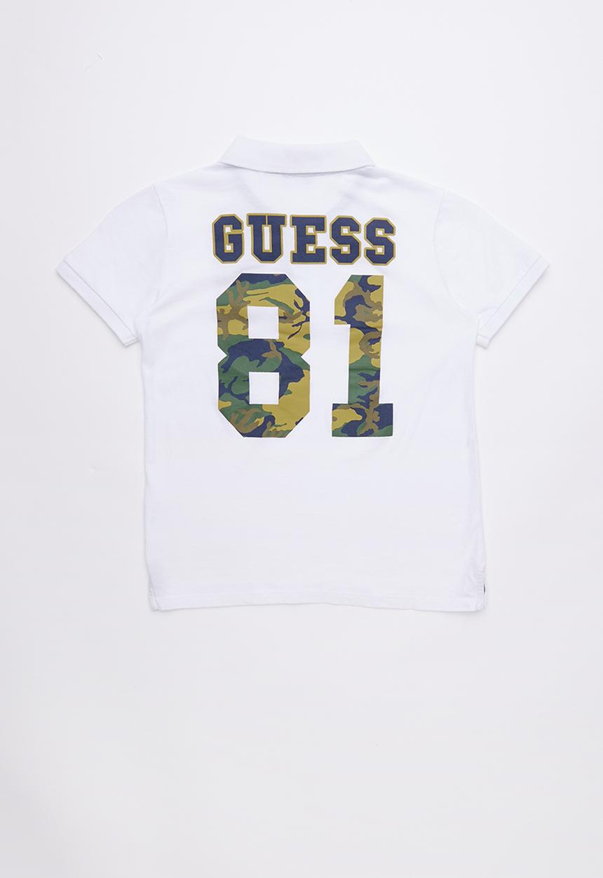 GUESS - Short sleeve 81 camo polo - white