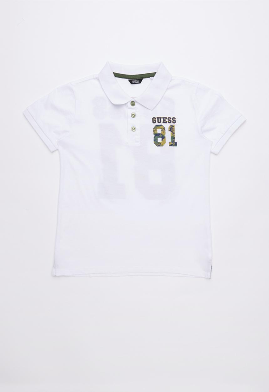 GUESS - Short sleeve 81 camo polo - white