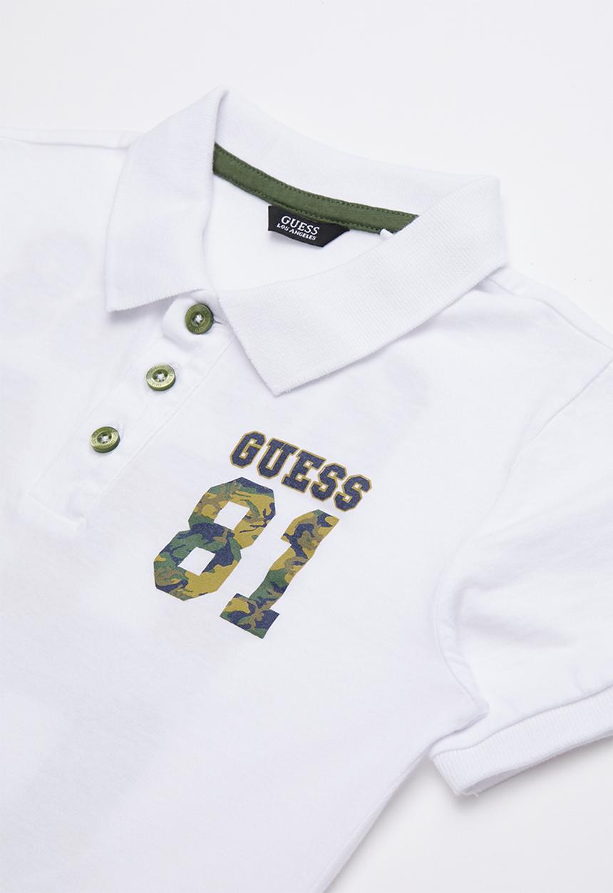 GUESS - Short sleeve 81 camo polo - white