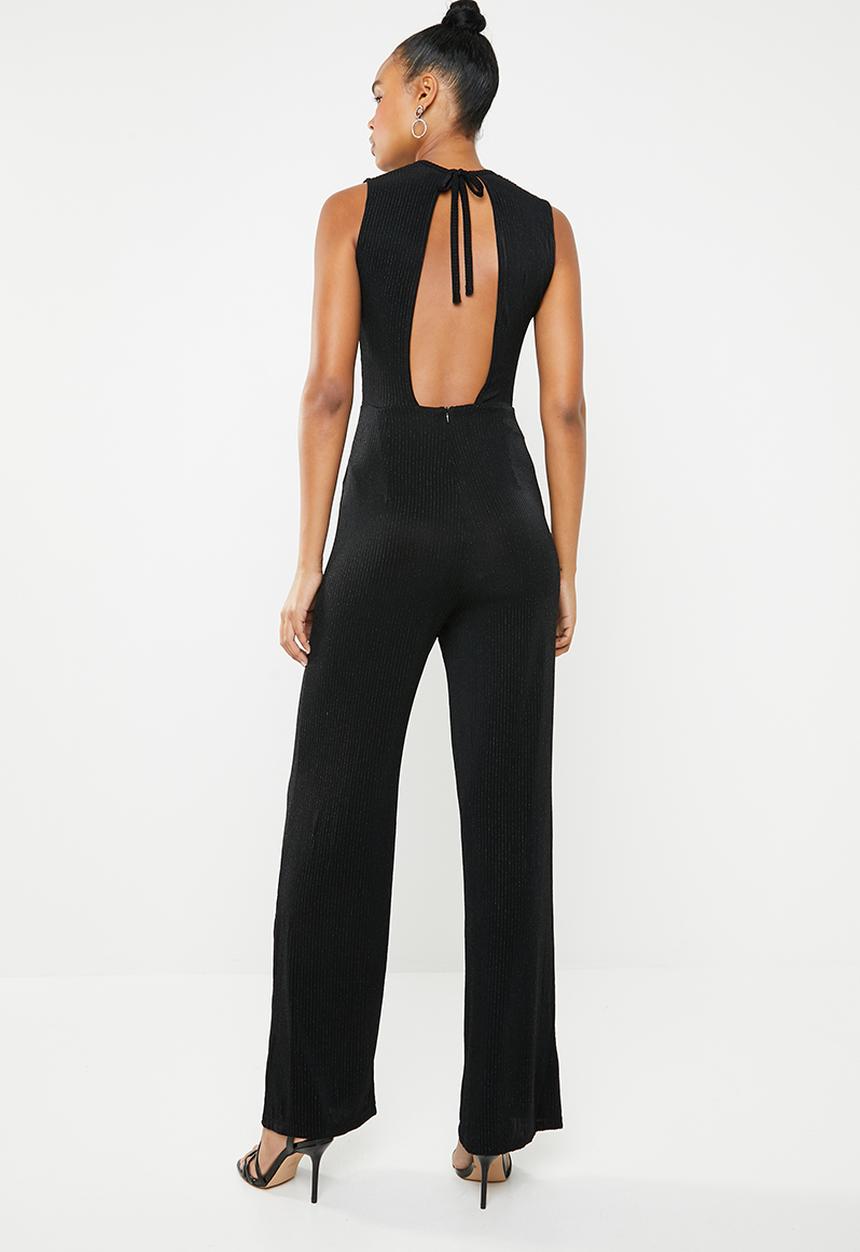 ONLY - Cosmo lurex sleeveless jumpsuit - black