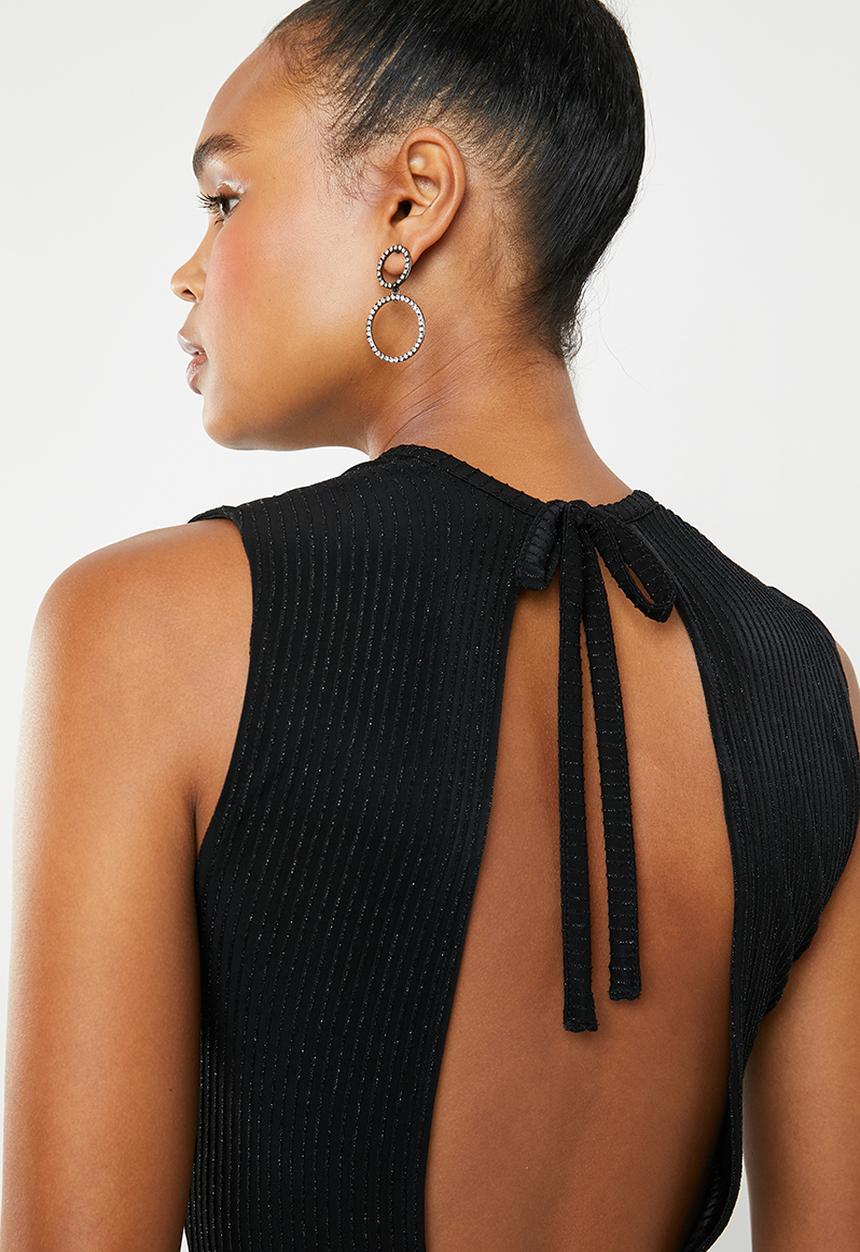 ONLY - Cosmo lurex sleeveless jumpsuit - black