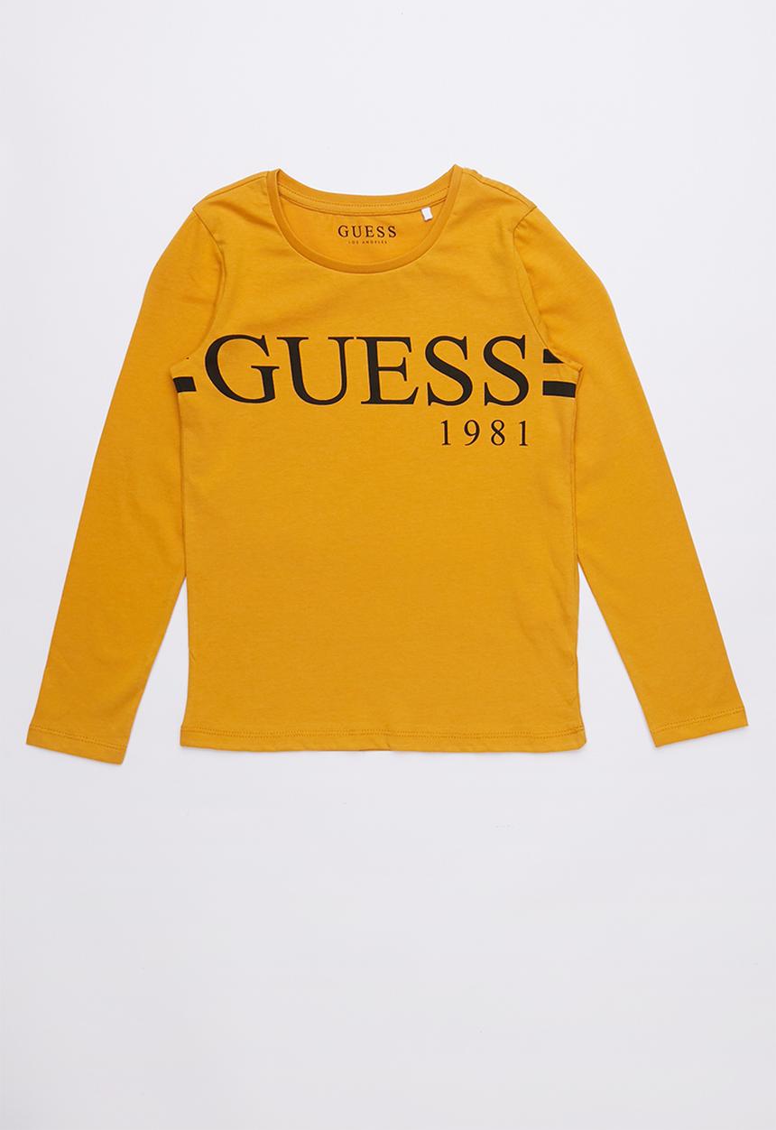 GUESS - Long sleeve classic varsity tee - mustard
