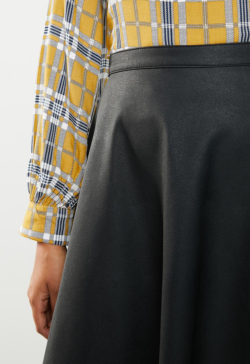 ONLY - Amber faux leather skater skirt - black