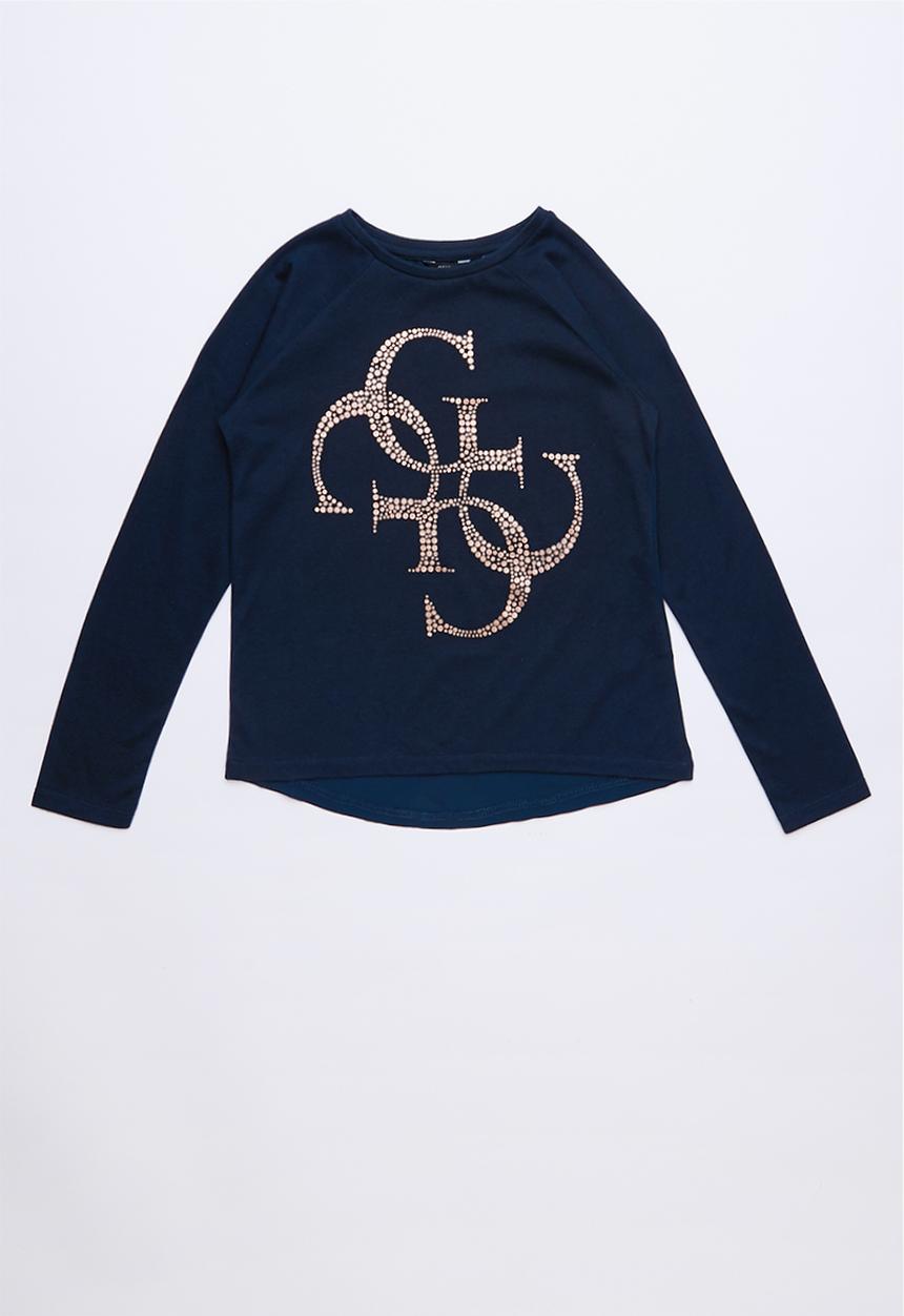 GUESS - Long sleeve quatro bling tee - navy