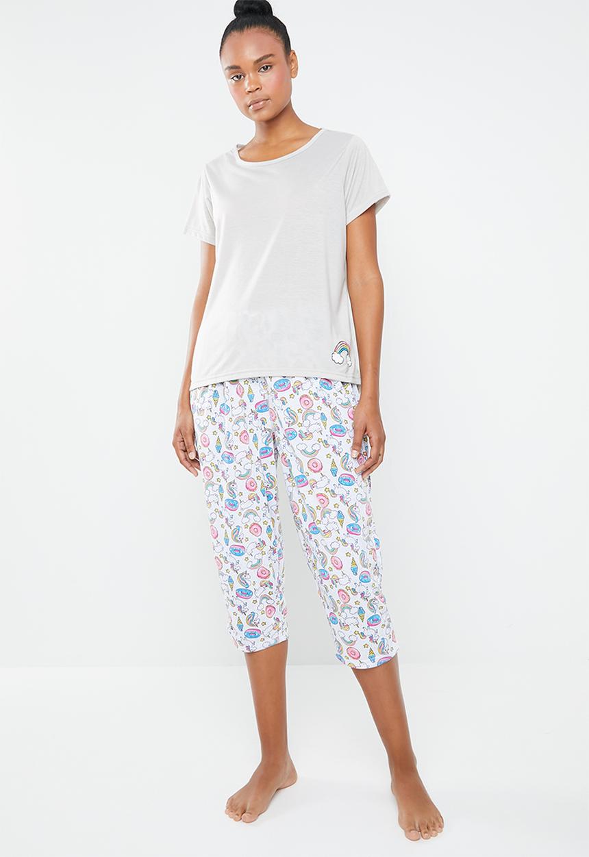 c(inch) - Sleep tee and capri pants sleep set - multi 