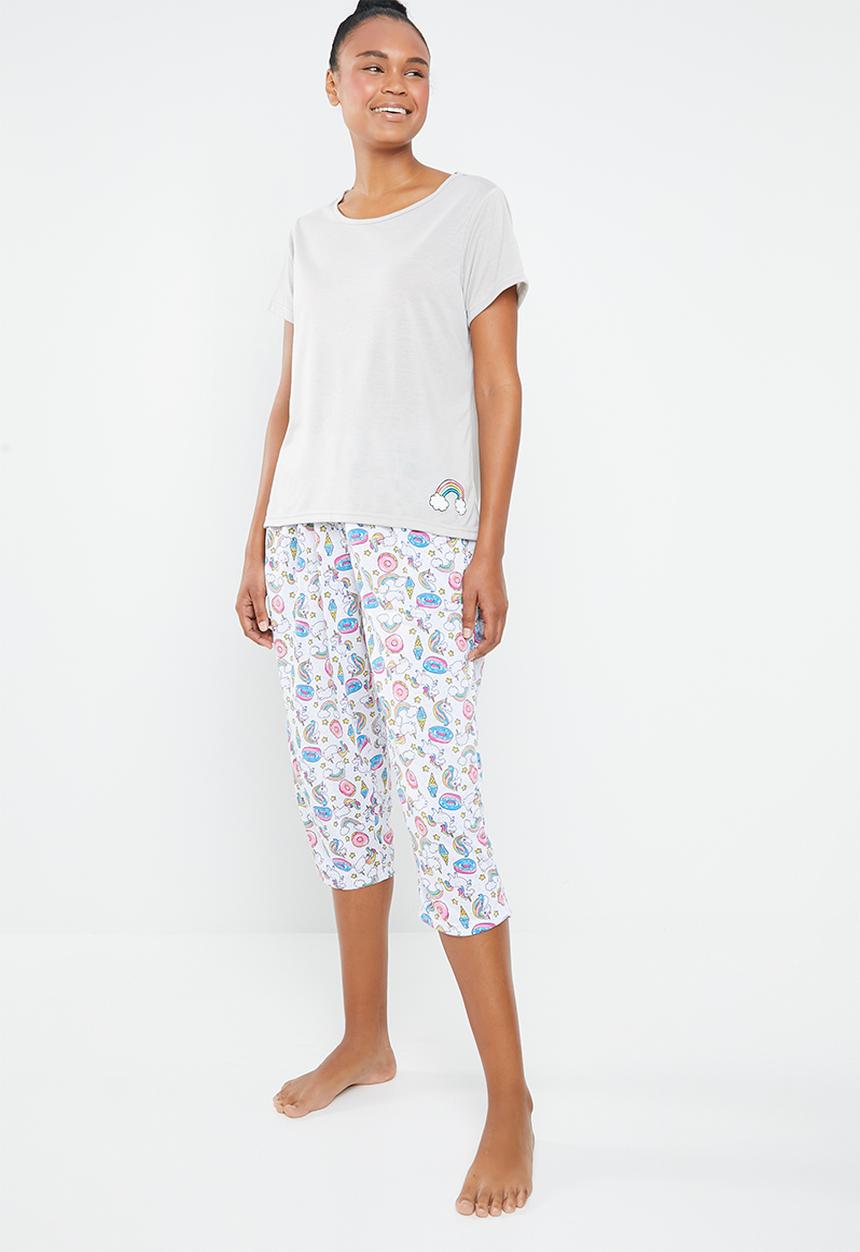 c(inch) - Sleep tee and capri pants sleep set - multi 