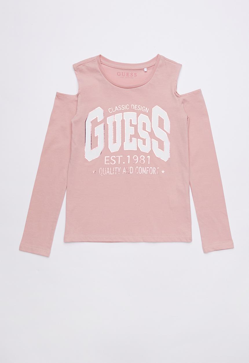 GUESS - Long sleeve cold shoulder tee - pink