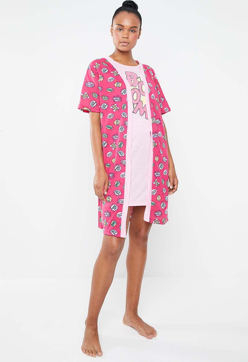 c(inch) - Short sleeve gown - pink