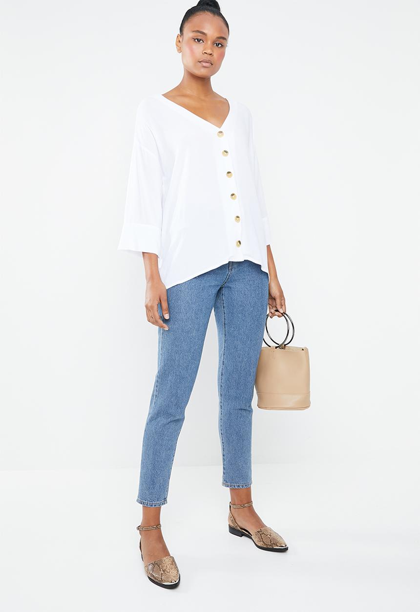 Superbalist - V-neck button front blouse - white