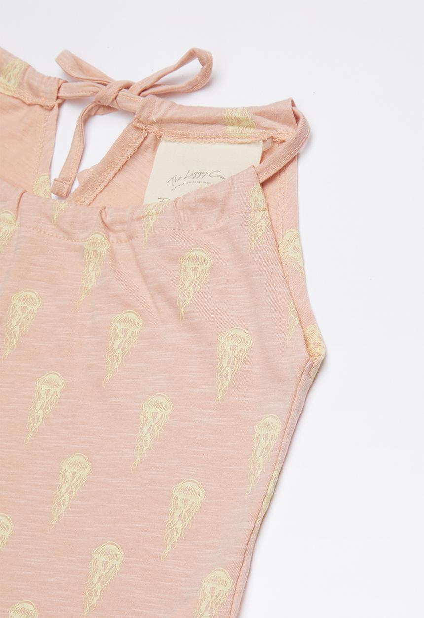 Lizzy - Anne  printed strappie tee - pink & yellow