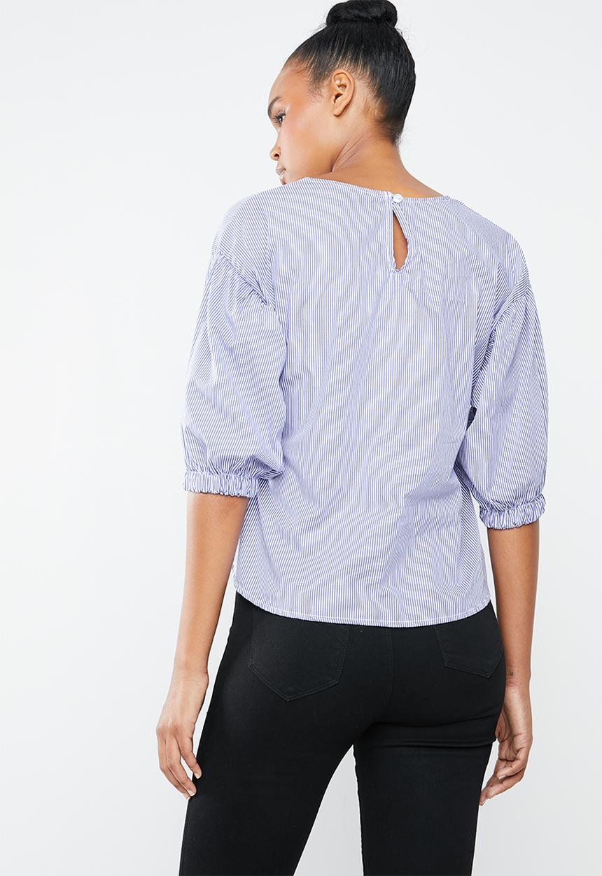 Superbalist - Tie front shell - blue & white 