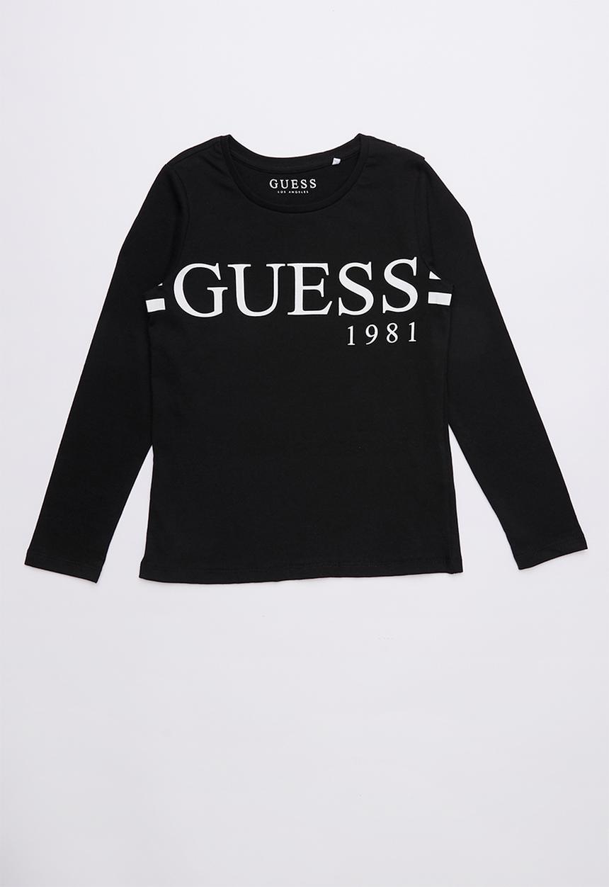 GUESS - Long sleeve classic varsity tee - black