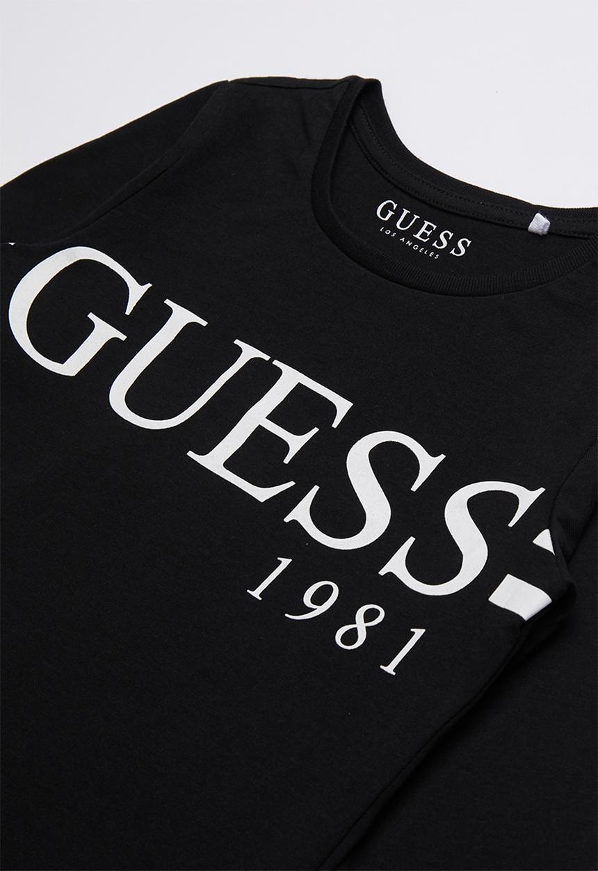 GUESS - Long sleeve classic varsity tee - black