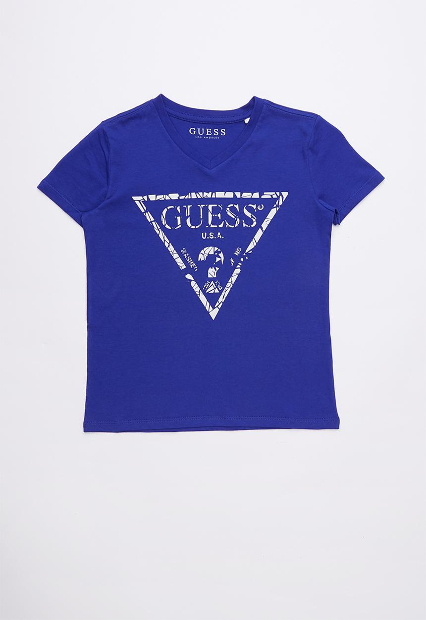 GUESS - Short sleeve cracked tri tee - blue