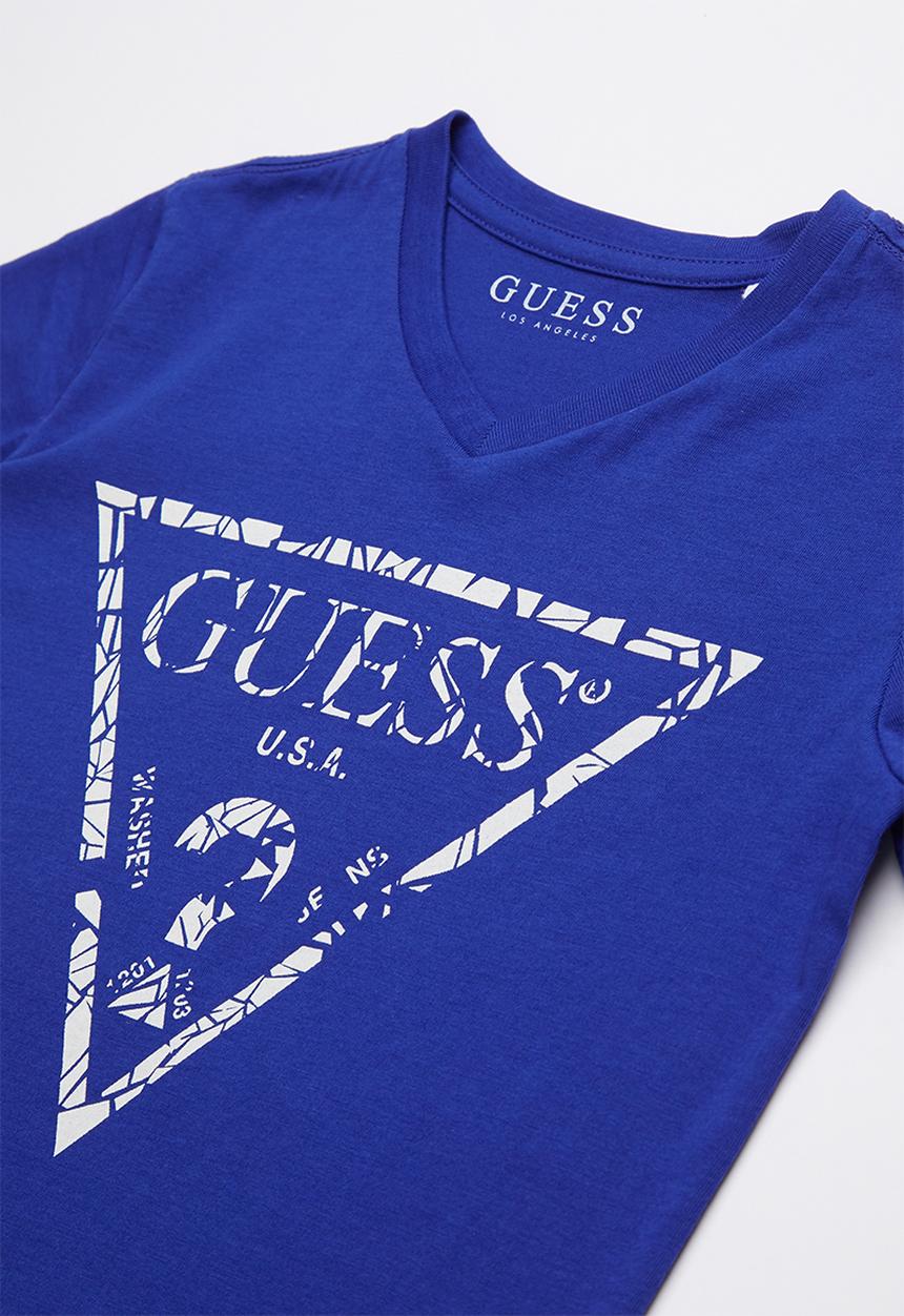 GUESS - Short sleeve cracked tri tee - blue