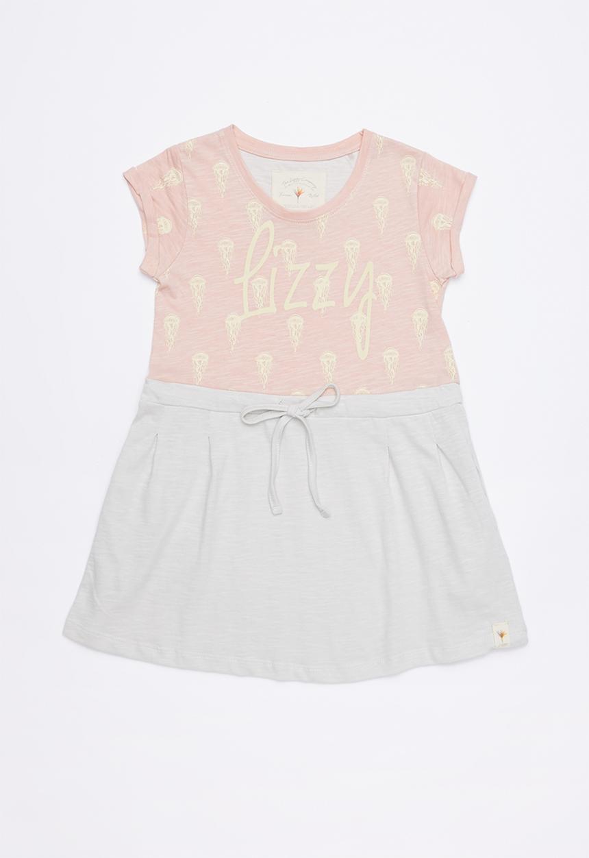 Lizzy - Loretta tee combo dress - pink & grey