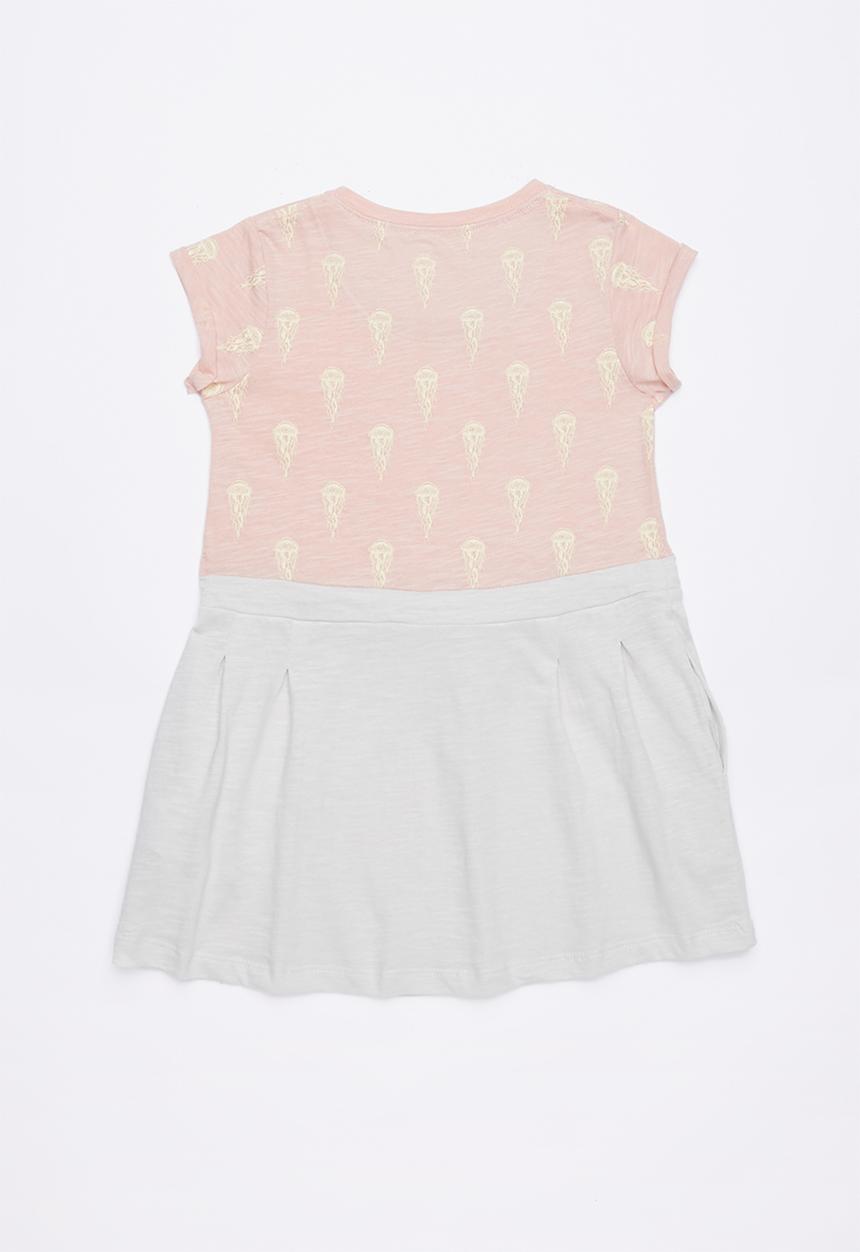 Lizzy - Loretta tee combo dress - pink & grey