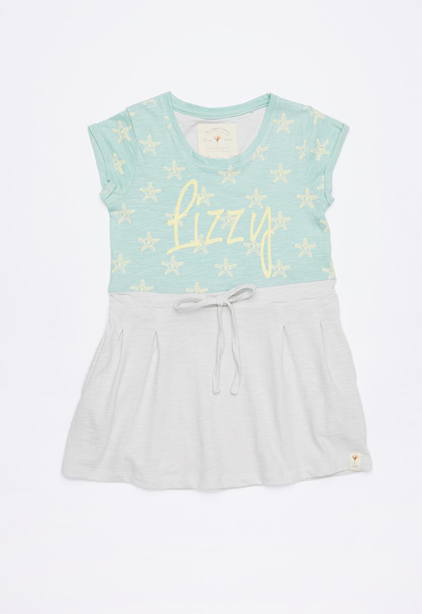 Lizzy - Loretta tee combo dress - blue & grey 