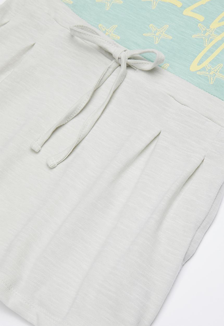 Lizzy - Loretta tee combo dress - blue & grey 
