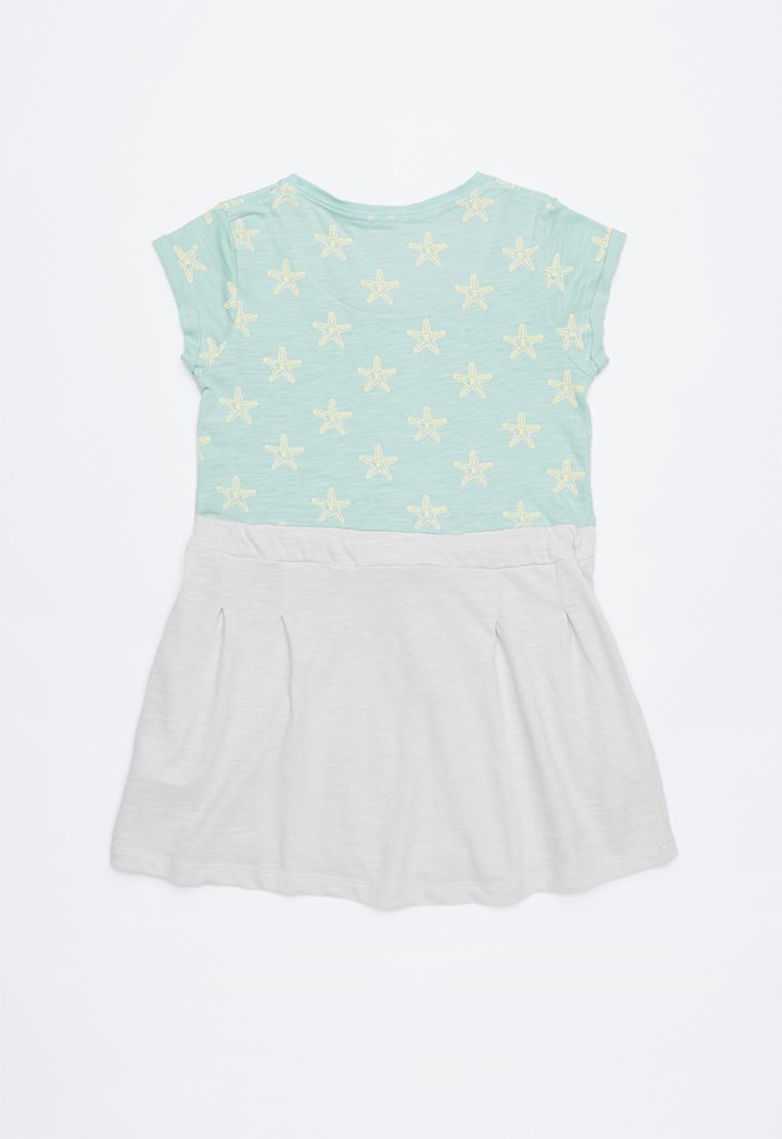 Lizzy - Loretta tee combo dress - blue & grey 