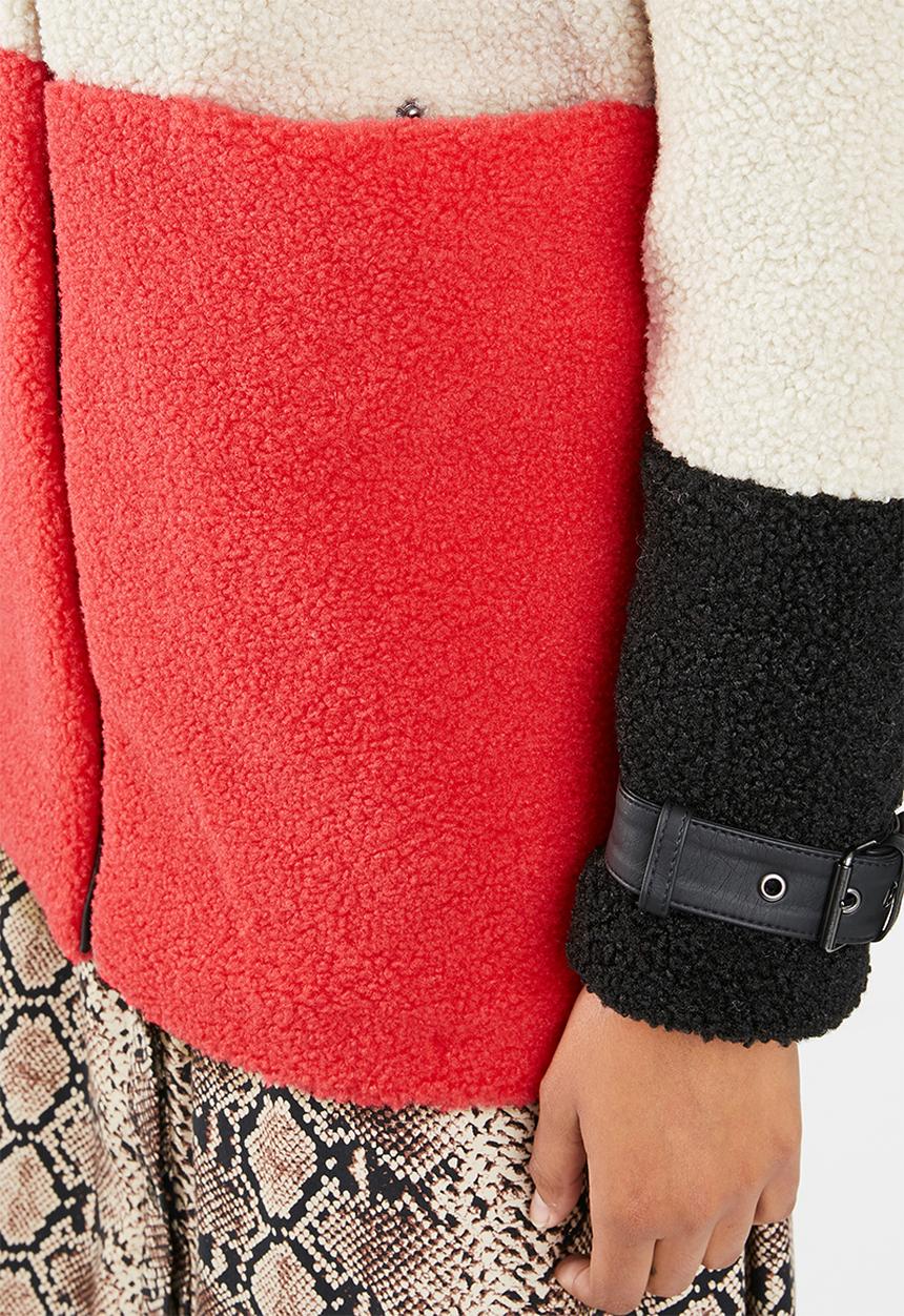 ONLY - Celina blocked sherpa mix coat - multi
