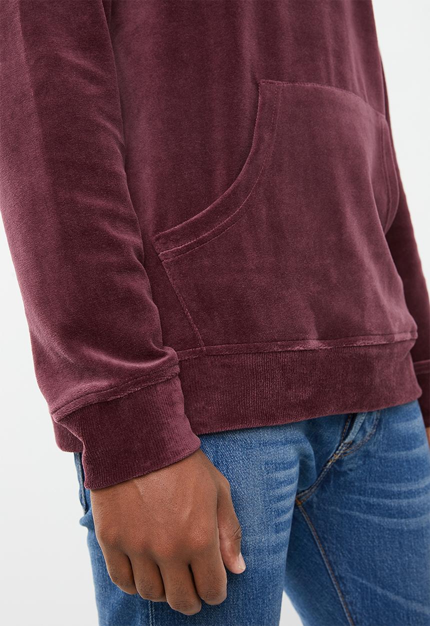 Jack & Jones - Serge velvet hoodie - burgundy