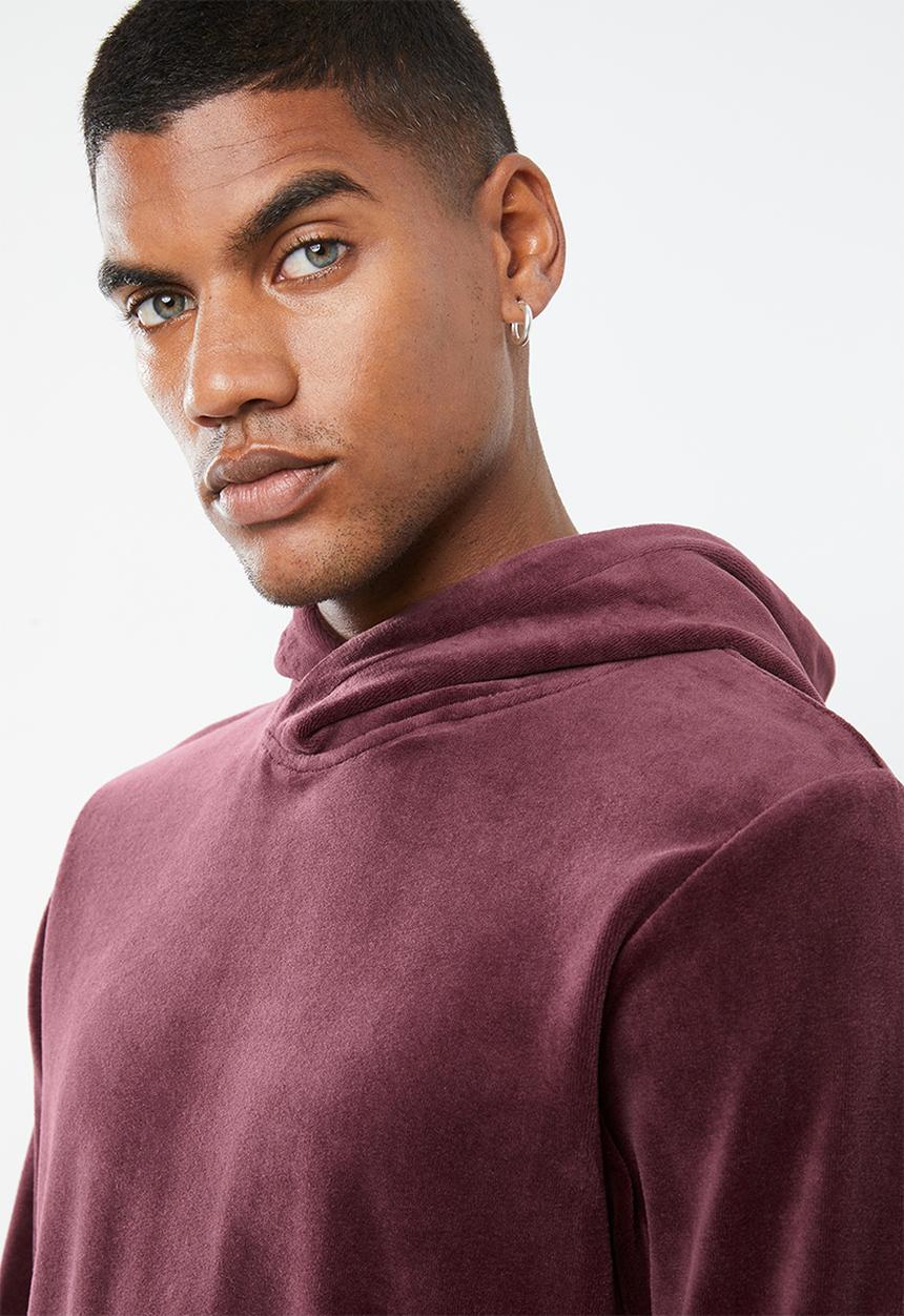 Jack & Jones - Serge velvet hoodie - burgundy
