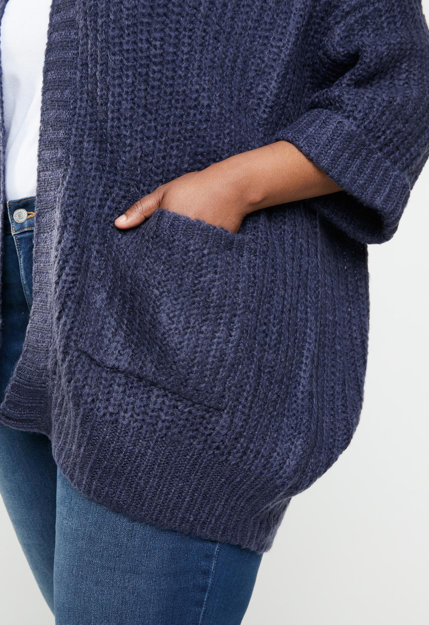 Brave Soul - Plus size 3/4 sleeve cardigan - navy