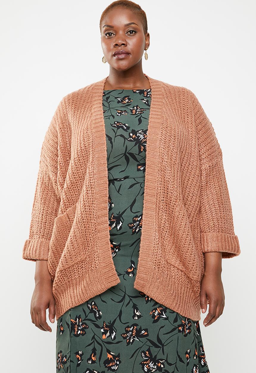 Brave Soul - Plus size 3/4 sleeve cardigan - tan