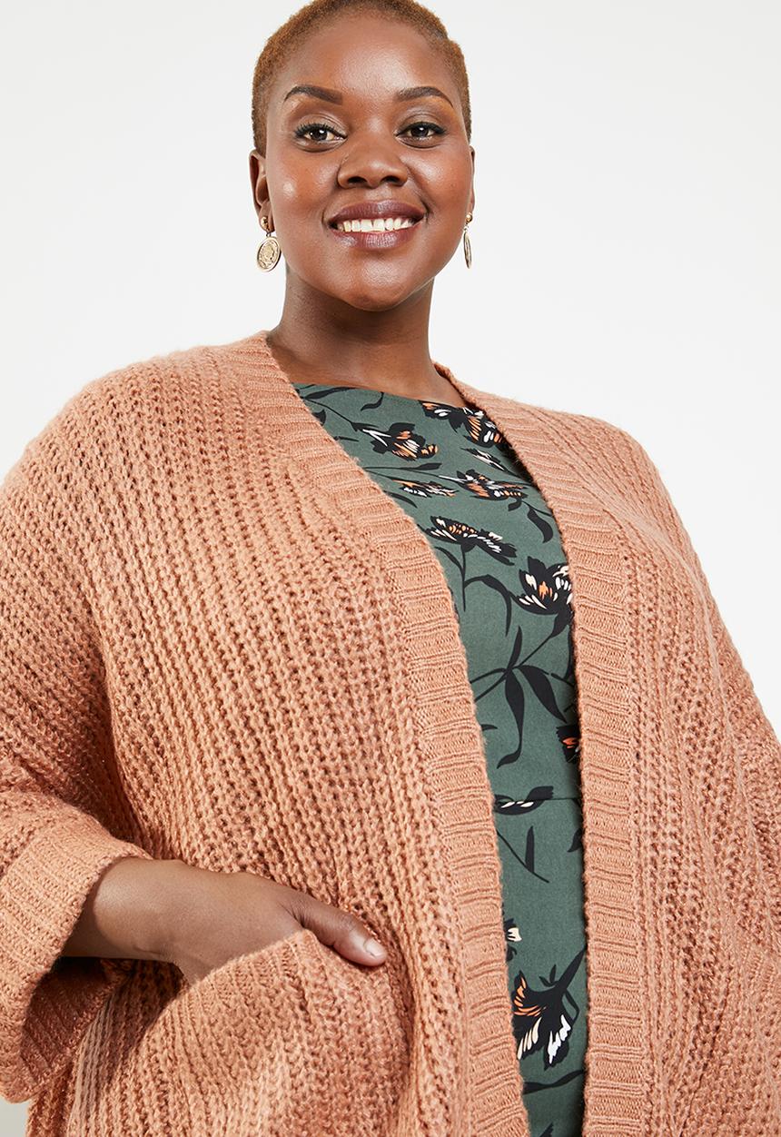 Brave Soul - Plus size 3/4 sleeve cardigan - tan