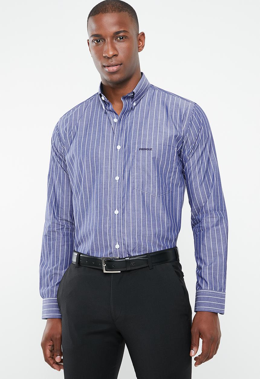 Pringle of Scotland - Aston stripe shirt - blue & white