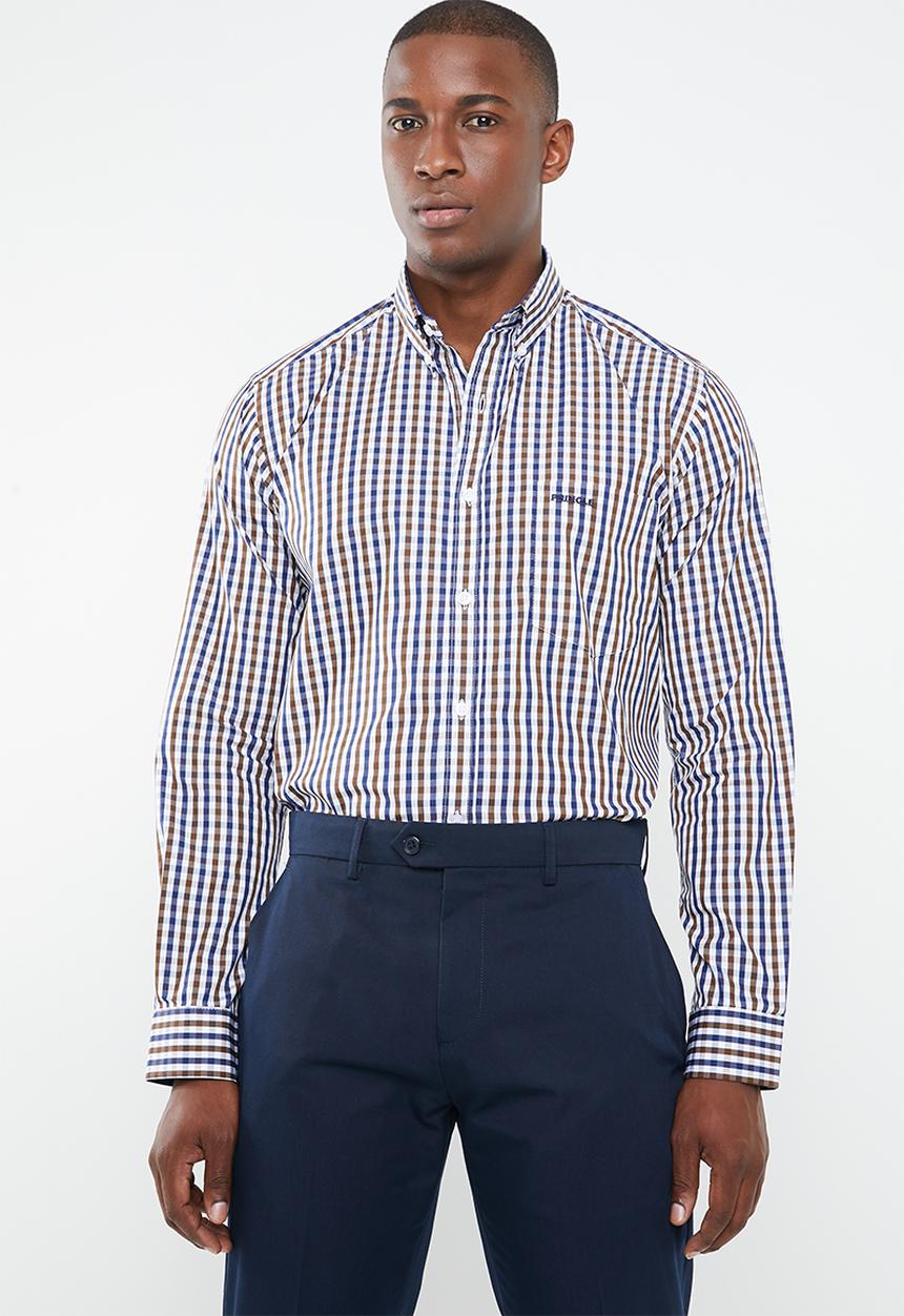 Pringle of Scotland - Othman classic fit shirt - navy & brown